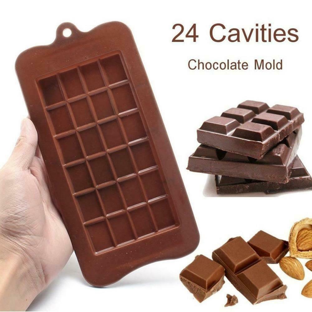 24 Grid Square Chocolate Candy Mold Bar Block Ice Silicone Bake Cake Sugar DIY Tools