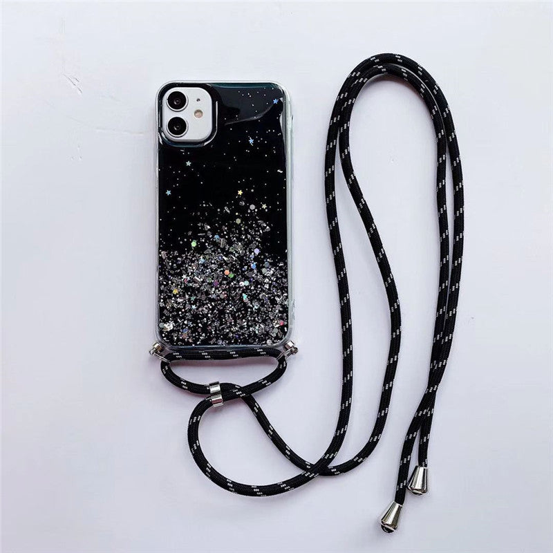 Glitter Bling Shoulder Strap phone cases for iphone 12 pro max 11 X XR XS 8 phone cases soft TPU