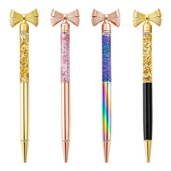 New Ballpoint Pens Office Stationery Creative Gold powder Butterfly Pen Advertising Pen Fashion Metal Ballpoint Pen Writing Supplies