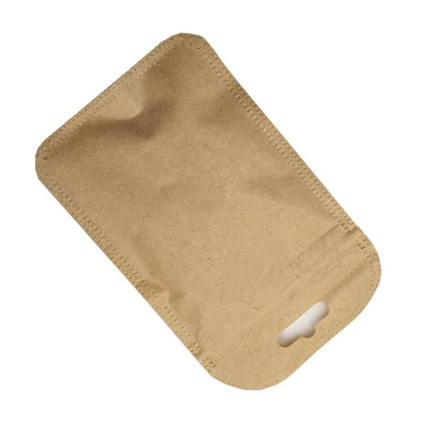 100pcs 7x11cm Clear Brown Kraft Paper Zip Lock Package Bag With Hang Hole Grocery Electronics Storage Pouch Diy Crafts Pack Bags H bbypjB