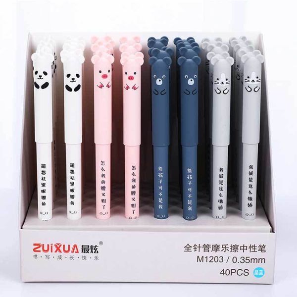 40 Pcs-lot Cute Erasable Pen For School Student Stationery Writing Washable Handle Pens Gel Pen Kawaii Animals Pens 201202