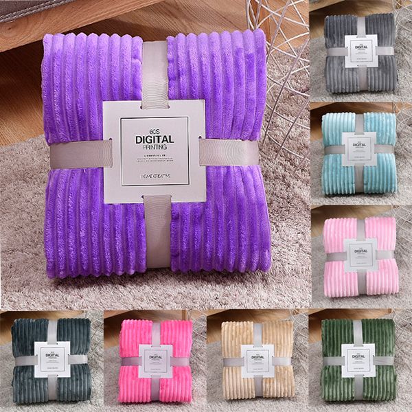 Striped Solid Throw Blanket Flannel Fleece Super Soft Blankets Winter Warm Fluffy Bed En Bedspread For Sofa Bedroom Decor Lj200819 s spread