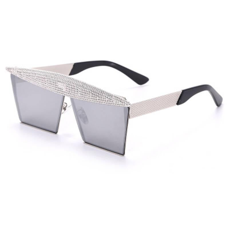 Retro Metal Square Large Frame Sunglasses Women 2021 Luxury Rhinstone Sun Glasses Female Trendy Colorful Shades Eyewears Ladies