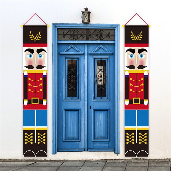 Christmas Nutcracker Soldier Figures Door curtain Merry Christmas Decor for Home Christmas Hanging Ornaments Door decorations Y200903