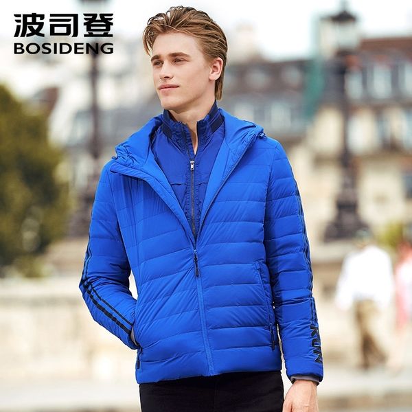 BOSIDENG Men&#039;s Down Jacket Lightweight Short Sports Fashion Waterproof Solid Color Hooded Down Outerwear B70132005 201111