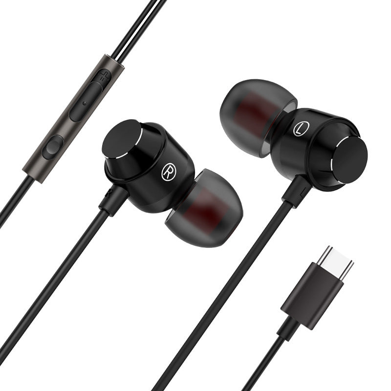 USB Type C Earphones with Line Control Stereo in Ear Earbuds Headphones with Microphone Bass Earbud with Volume Control