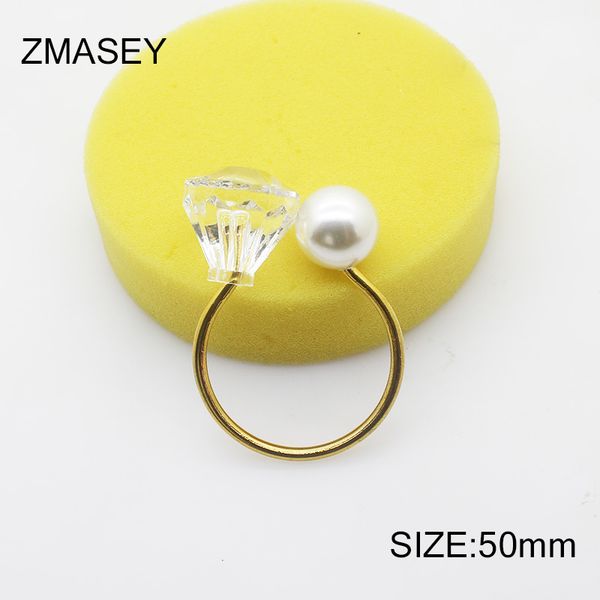New 6pcs-10pcs Gold a Pearl And a Drill Decorative Napkin Ring Used for Wedding Party Dinner Table Decoration Accessories 201120