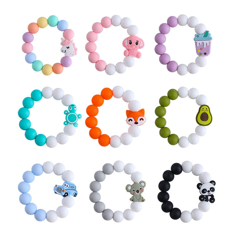 Bracelet Teether Baby Infant Kids Teething Ring DIY Cartoon Animal Fox Unicorn Pacifier Silicone Teethe Bead Toy