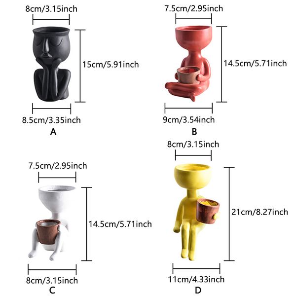 Character Portrait Resin Succulents Plant Abstract Human Face Flower Pot Home Desktop Vase Micro Landscape Decor Y200709