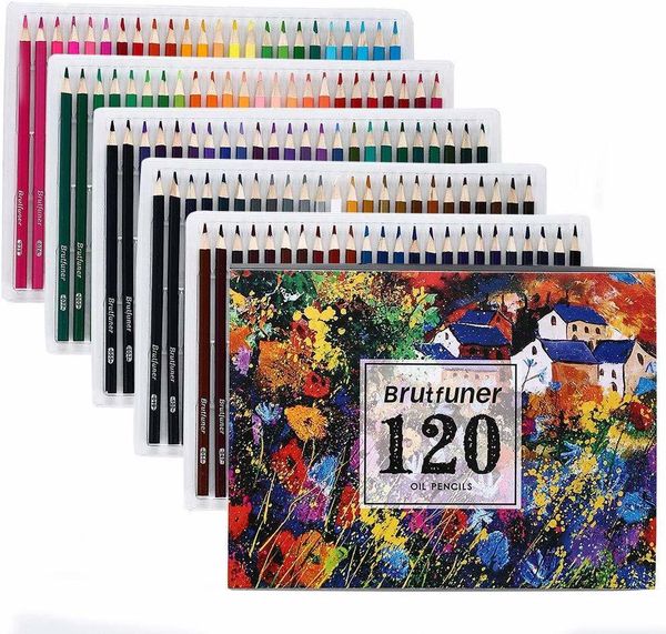 Brutfuner 48-72-120-160 Colors Professional Oil Color Pencils Set Artist Painting Sketching Pencil for School Draw Art Supplies 201102