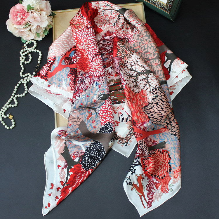 New Women&#039;s silk scarves colorful patterns silk scarves soft shawls smooth feel gift scarves