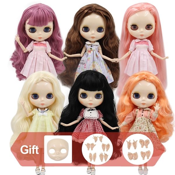Factory Blyth doll White Skin Glossy face Joint body with hand set A&B 1-6 fashion doll suitable diy makeup Special price NO 2 LJ201031