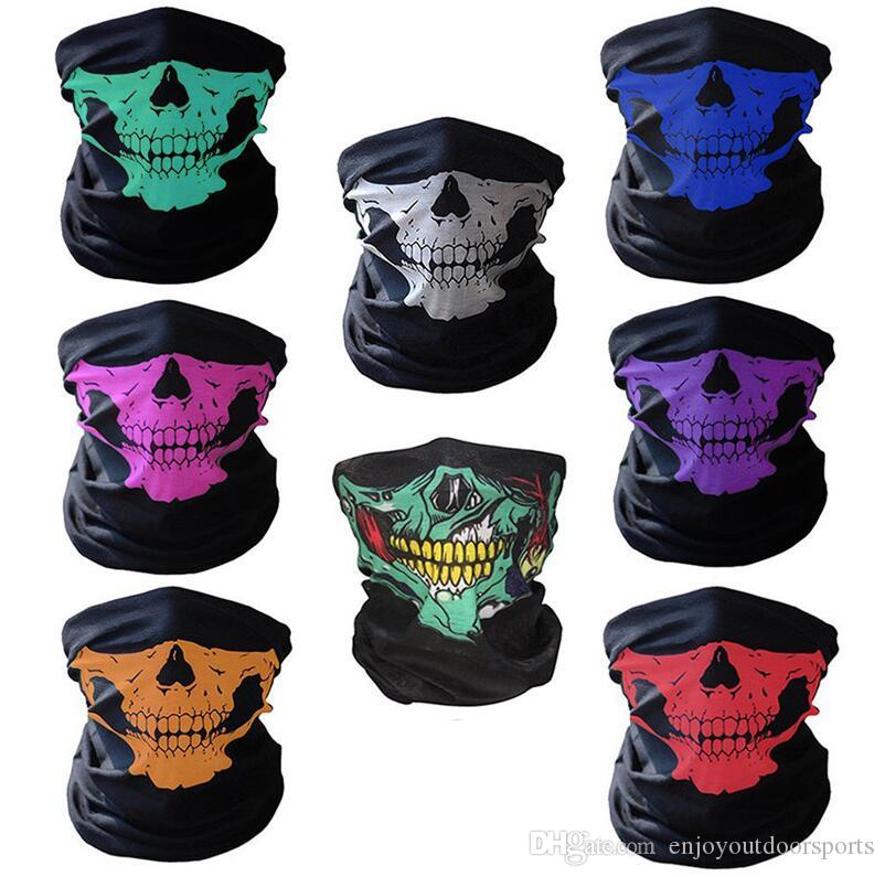 Bicycle Ski Skull Half Face Mask Ghost Scarf Magic Headscarf Multi Use Warmer Snowboard Cap Cycling Masks Halloween Gift Cosplay Accessories