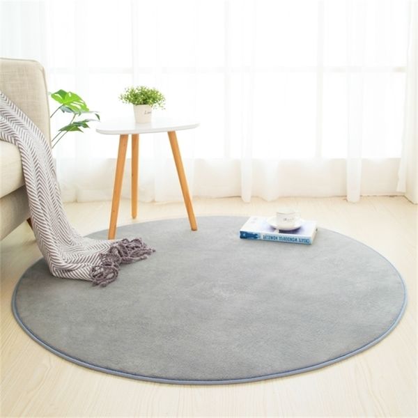 Bathroom Carpet Large Size Round Solid Coral Fleece Bath Mat Rug 1pcs Anti-Slip Toilet WC Mat Soft Bedroom Carpet tappeto bagno 201211