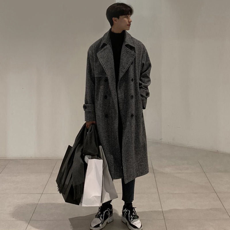 Wool 2021 Men&#039;s Spring New Man&#039;s Winter Long Double Coat Breasted Beautiful Gentle Youth Leisure 6VCY