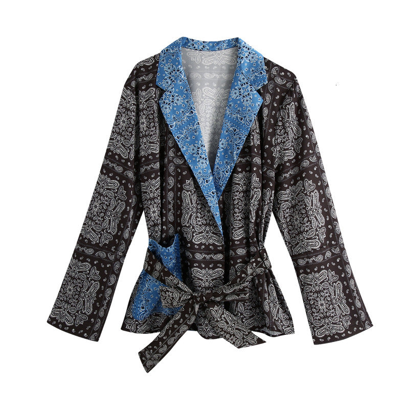 2021 New Bb 2867 Autumn Europe and the United States Women&#039;s Cross Printed Blouses Women Long Sleeve Shirt Sfgy