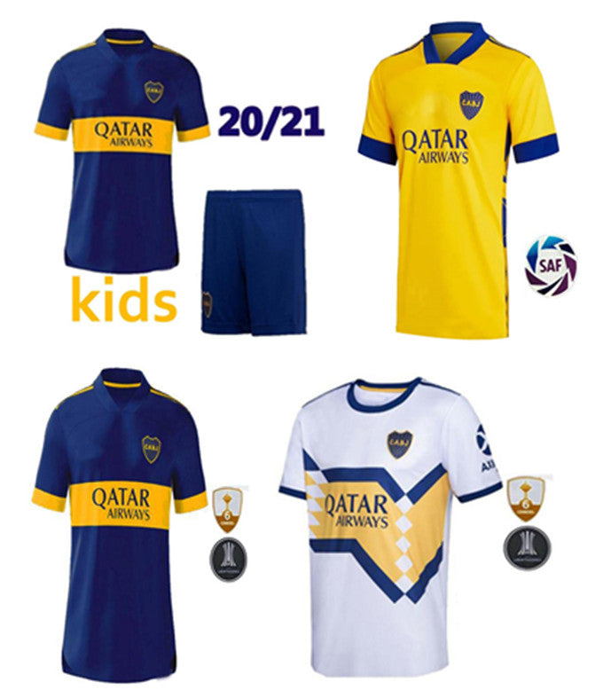 2021 Boca youth football match soccer jerseys home and away Boca youth team Gargo Oswaldo Carlitos Perez De Rossi Tevez pavoon Jr men&#039;s + child