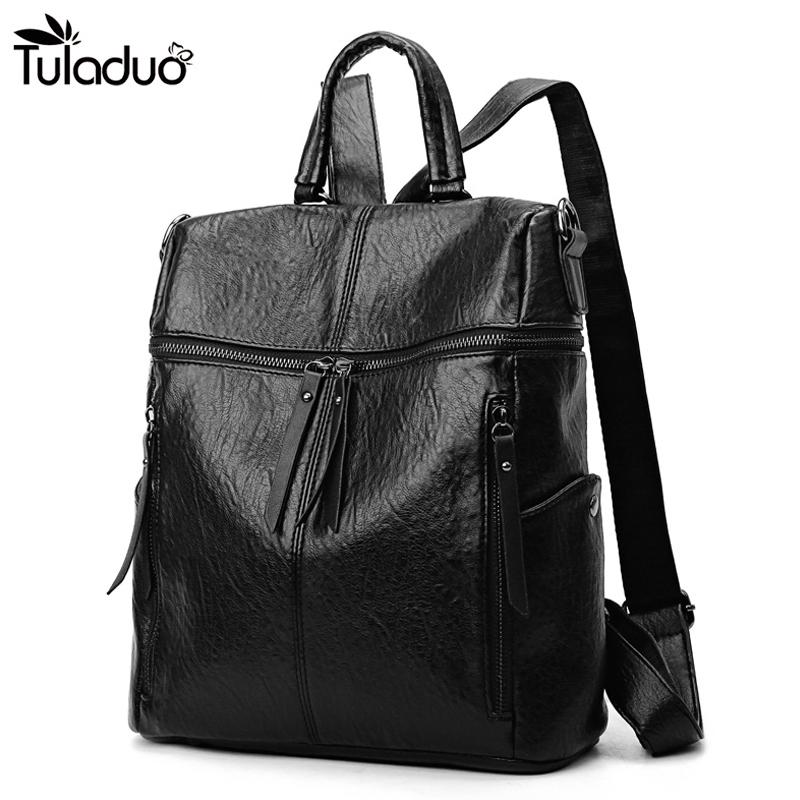 2021 New Hot S Women PU Backpacks For Women Vintage School For College Girl Travel Bag Simple Style Mochila Santoro Escolar