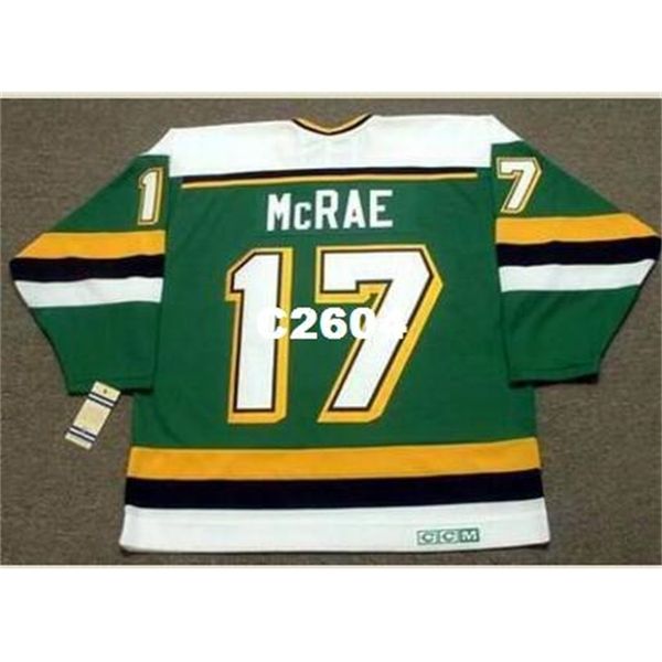 Mens #17 BASIL McRAE Minnesota North Stars CCM Vintage RETRO Home Hockey Jersey or custom any name or number retro Jersey