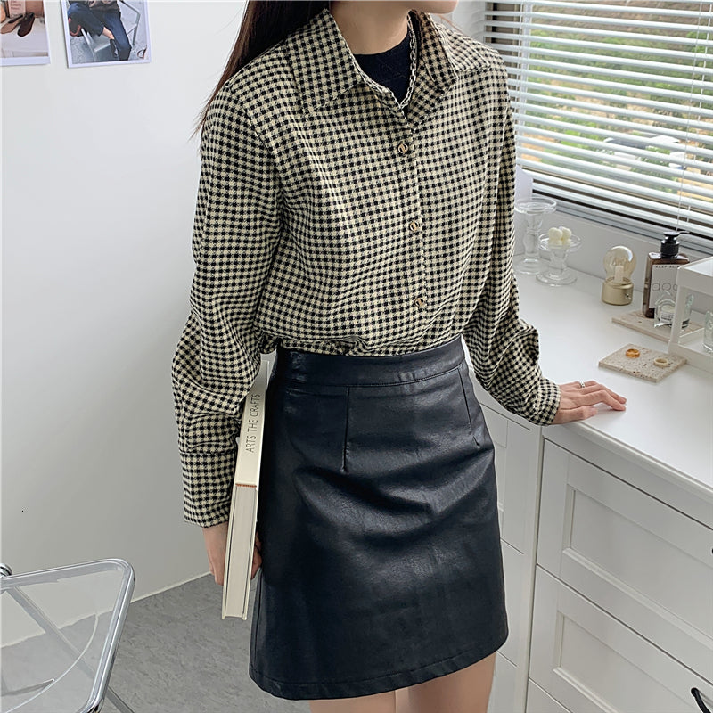 2021 New Women Long Sleevetops and Blouse Spring Plaid Shirt Office Lady Casual Clothes Blusas K351