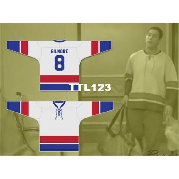 Real Men real Full embroidery #8 Adam Sandler Happy Gilmore 8 Hockey Jersey or custom any name or number Hockey Jersey