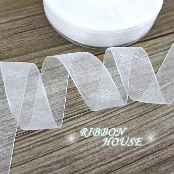 (50 yards-roll) 3-4&#039;&#039; (20mm) White Organza ribbons gift wrapping decoration Christmas ribbons Y201020