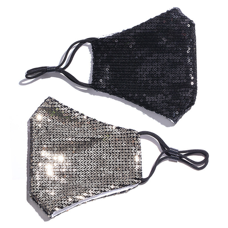 DHL Ship Fashion Bling Bling Sequins Protective Mask PM2.5 Dustproof Mouth cover Washable Reuse Face Mask Elastic Earloop Mouth Mask