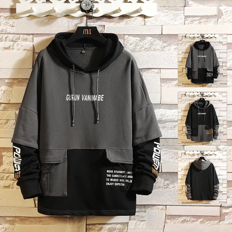 New Japan Style Casual O-neck 2021 Spring Autumn Print Hoodie Sweatshirt Men&#039;s Thick Fleece Hip Hop High Streetwear Clothes Uocd