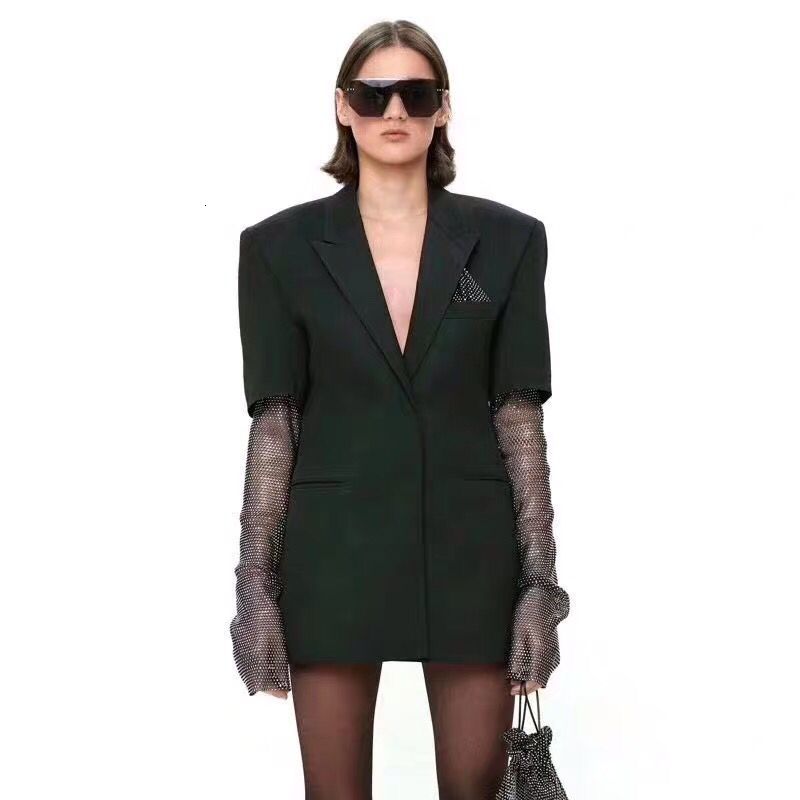 New Boutique Blazers High Street Sleeves From Luxury Crystal by the Women&#039;s Cartooner Runway Party Ladies Outerwear Coats 20hf
