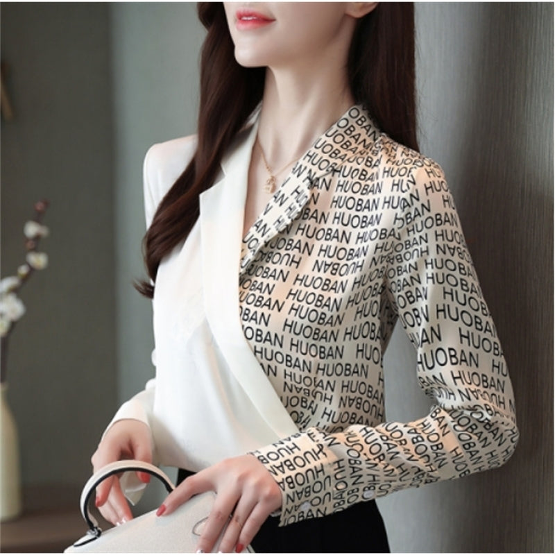 Letter Silk Mending and Tops of High Quality Women&#039;s Shirts Ladies&#039;blouses Korean Office Lady Woman&#039;s Blouse Kewi