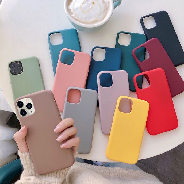(23colors)TPU Soft Phone Cases for Apple iPhone 12 11 Pro MAX XS XR SE 2 Candy color Matte back cover silicone