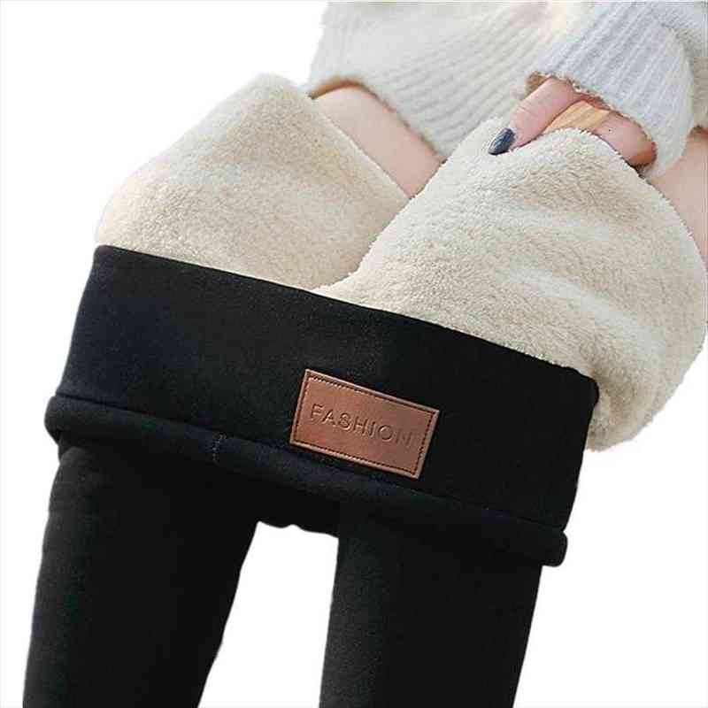 Plus Size Winter Cashmere Leggings Women High Waist Slim Thick Legging Warm Jeggings Feminine Black Velvet Pants