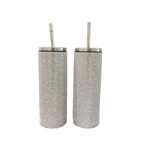 Coffee Mug 20oz Shining Diamond Thermos Bottles Glitter Tumbler Stainless Steel Water Bottle Girl Women Gift Rhinestone Bling Cup With Straw