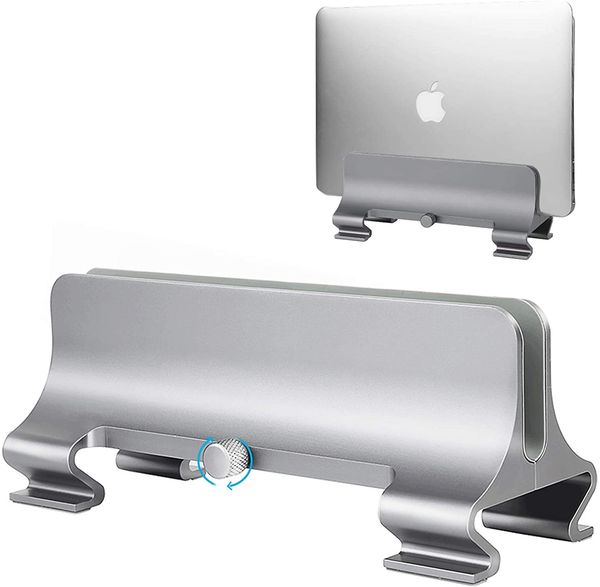 Vertical Laptop Stand [Adjustable Size], Space-Saving Aluminum Desktop Stand with Adjustable Dock (Up to 17.3 inch), Fits All MacBook-Surfac