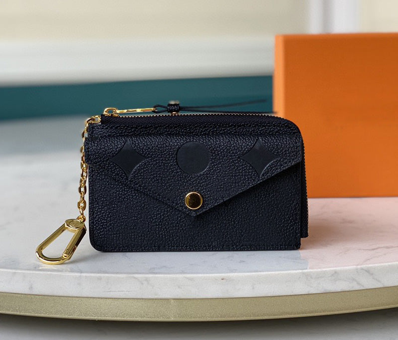 Card Holders Embossed flowers designer wallets luxurys chain wallet leather bag High Quality Classic Letters Key coin Purse Original Box Plaid card