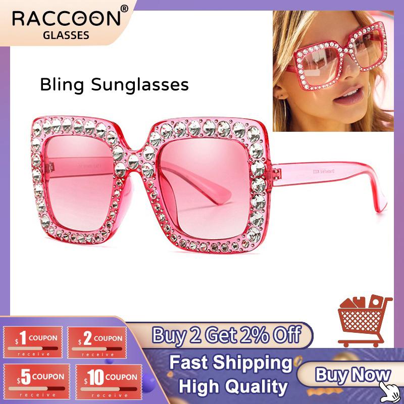 Sunglasses Shining Diamond Women Square Sparkly Crystal Eyewear Flash Rhinestones Sun Glasses Female Bling Mirror Brand Design