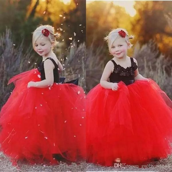 New Sweetheart Burgundy Lace Flower Girl Dresses For Weddings Glitter Crystal Beaded Girls Formal Pageant Dress Kids Prom Communion Gowns