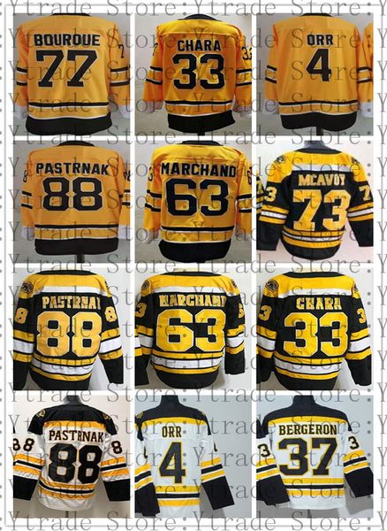 Man Reverse Retro Patrice Bergeron Jersey Brad Marchand David Pastrnak Zdeno Chara Charlie McAvoy Tuukka Rask Bobby Orr Hockey Black White S