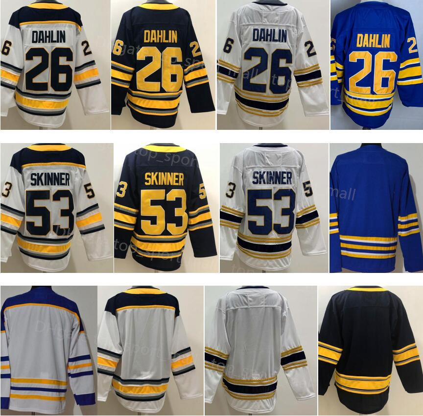 Man Ice Hockey 26 Rasmus Dahlin Jersey 53 Jeff Skinner Blank 2022 Heritage Classic 2017-2018 Winter Classic 50TH Anniversary Good Stitch Team Blue W