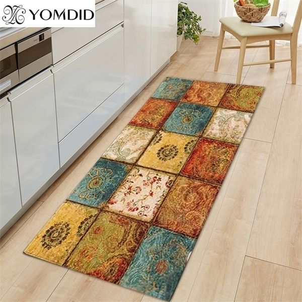 modern Kitchen Mat Long Geometric Bedroom Entrance Doormat 3D Pattern Home Floor Decoration Living Room Carpet Non-Slip Rug 220301
