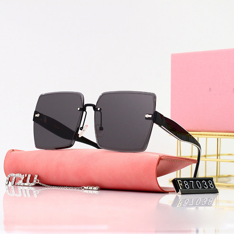 Rimless One Piece Square Sunglasses For Women Oversize Flat Sun Glasses Men Vintage White Silver Mirror Shades Ins Hot Eyewear