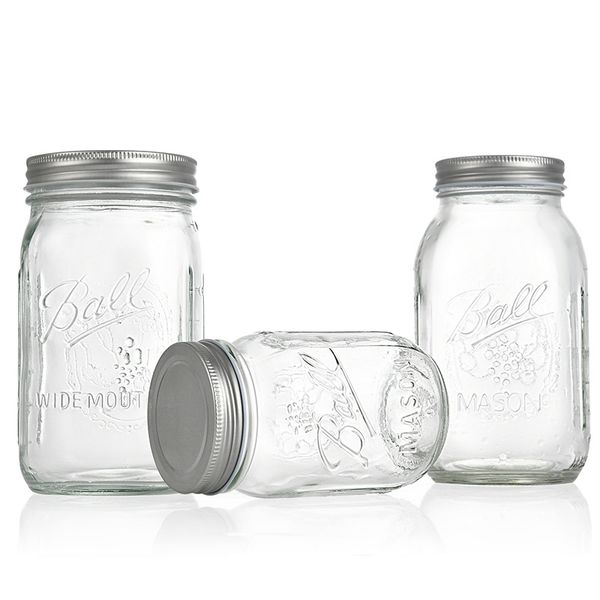1000ml 34oz Food Savers Storage Containers Bottle Canning Jars Glass Mason Jar With Lids Borosilicate Kitchen Tank Glassware Mugs Freight By