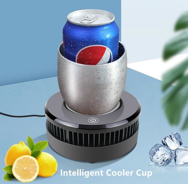 Portable Mini Beverage Mug Intelligent Cooling Cup Holder Quick Cooler Desktop Beer Cola Cups Coolers Electric Cup Plate Accessories With Al