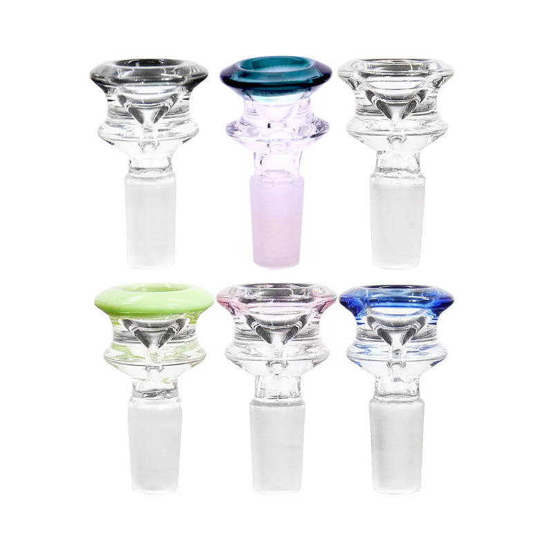 Wholesale Glass Smoking Bowl Slide Slim Waist Shape 14mm 18mm Male or Female Joint Thick Round Bowls With Rod Handle For Bong Hookah Water Pipe Acce