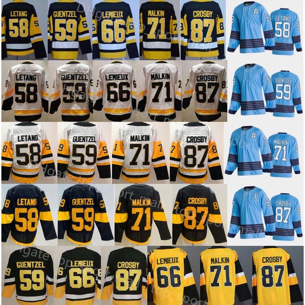 Team Classics Heritage Hockey 87 Sidney Crosby Jersey 58 Kris Letang 59 Jake Guentzel 66 Lemieux Evgeni Malkin Stadium Series Alternate Blac