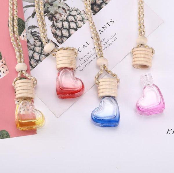 Wholesale Heart Bottle 5Ml Empty Hanging Car Cars Air Freshener Love Perfume-Pendant Bottles For Smell Essential Oil 0723