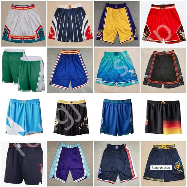 2022 Printed Pockets Basketball Shorts Team Short Sport Wear Pant With City Blue White Black Red Purple Print High Quality 75th Anniversary