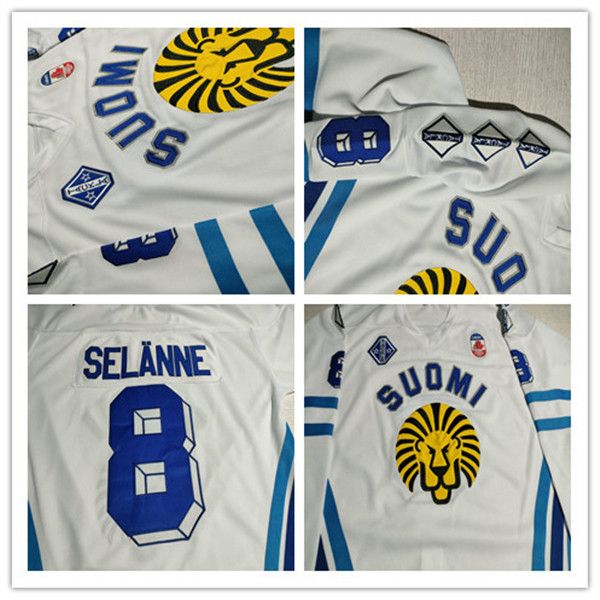 Rare Vintage Suomi 2002 Teemu Selanne Team Finland Canada Cup Hockey Jersey White Personalized Men Youth Women Any Name Number S-5XL