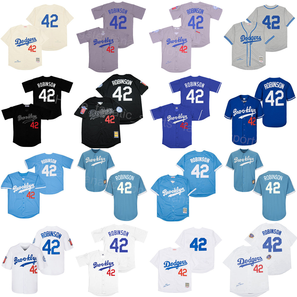 1955 Vintage Baseball Jersey 42 Jackie Robinson Retro Cool Base Team Blue White Grey Black All Stitched For Sport Fans Retire Cooperstown Breathable
