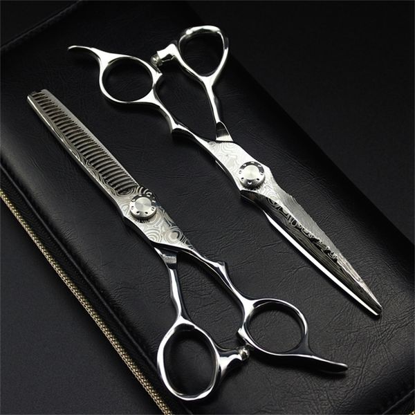 professional Damascus 6 &#039;&#039; hair scissors cutting scissor barber tools cut thinning shears set dressing 220317